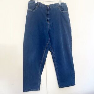 Blair Elastic Back Waist Button Zip Blue Denim Straight Leg Jeans 22W